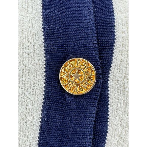 Vintage Escada Set Womens Sweater 42 Skirt 40 Cream Navy Bouclé Sequins Knit - Picture 3 of 16